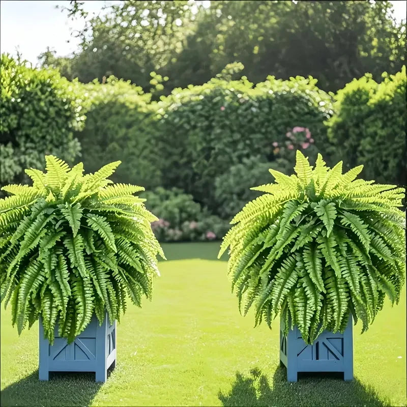 2PCS Artificial Boston Fern Hanging Plants – Lush 38-Leaf UV Resistant Fake Ferns for Indoor Outdoor Decor, Porch, Patio, Home & Wedding Greenery