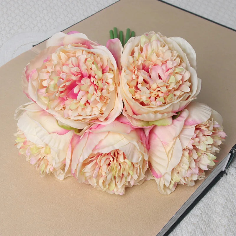 Bulk Artificial Peony Bouquet – 5-Head Rose Silk Artificial Flower