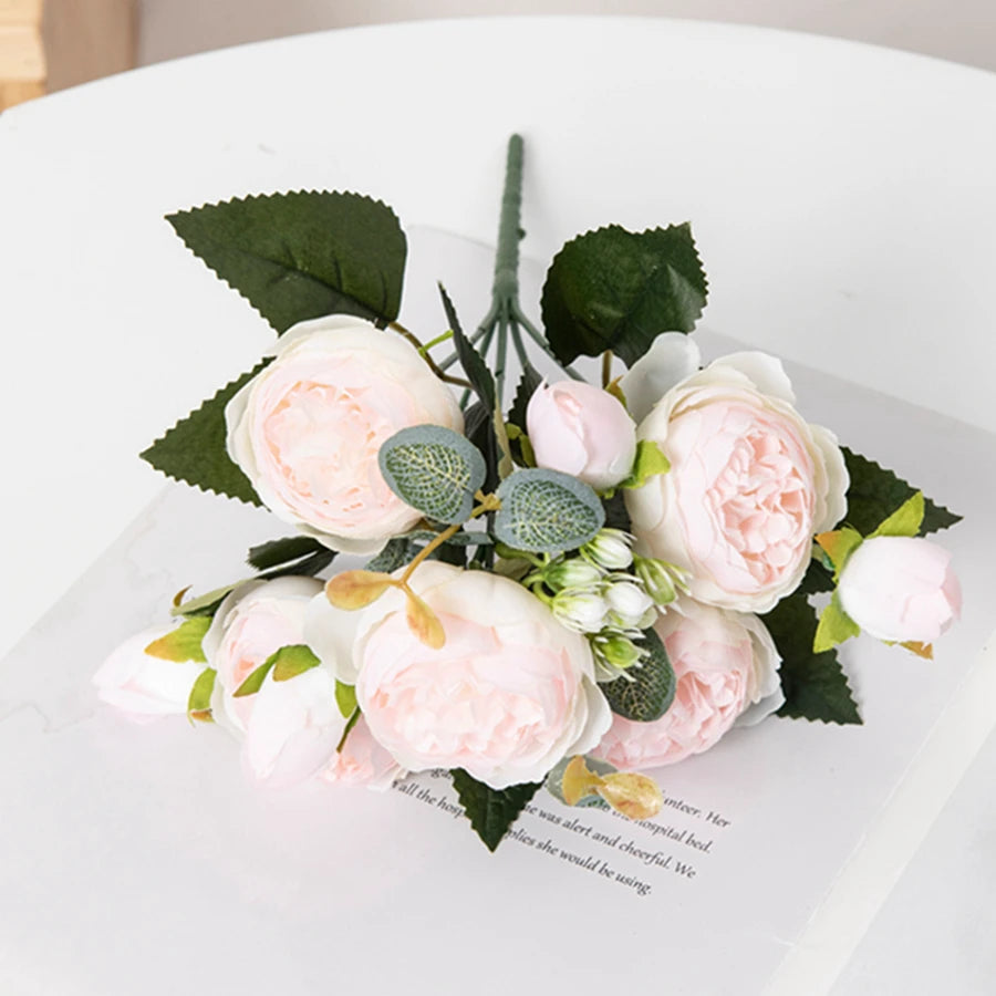 Artificial Peony Bouquet  – Bulk Silk Faux Peony Flowers