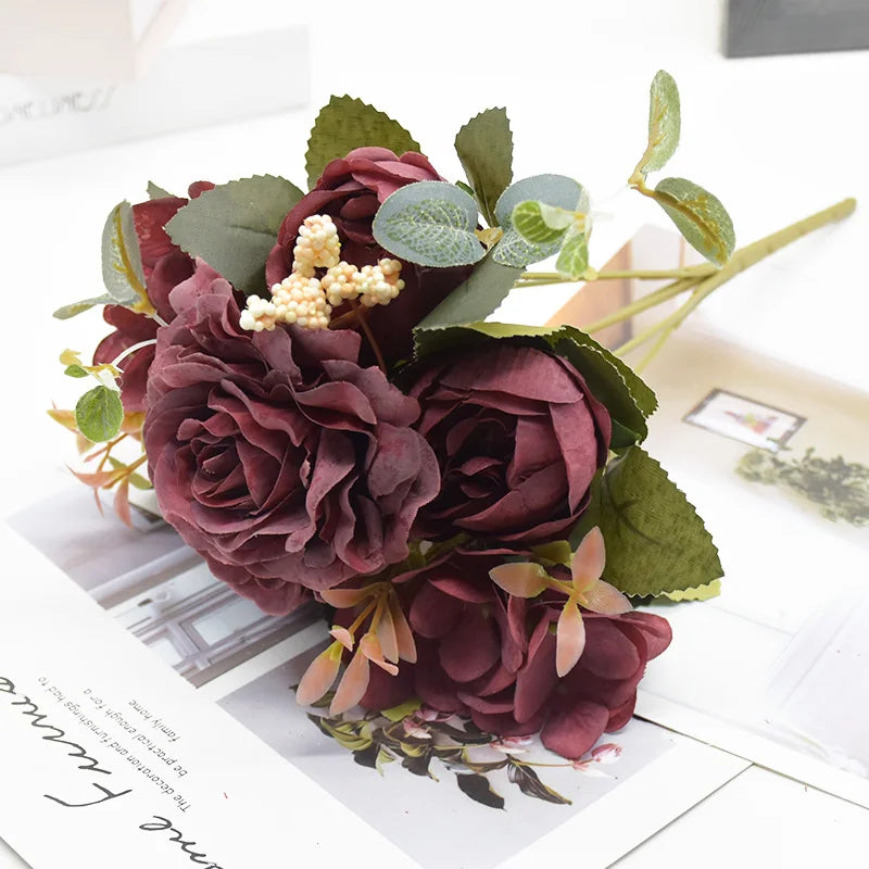 Artificial Rose & Peony Bouquet – Silk Fake Flowers