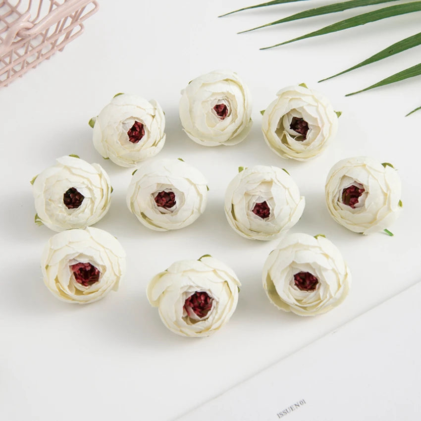 Artificial Silk Tea Rose Buds Bulk (10/100PCS) – Mini Faux Flowers for DIY Crafts
