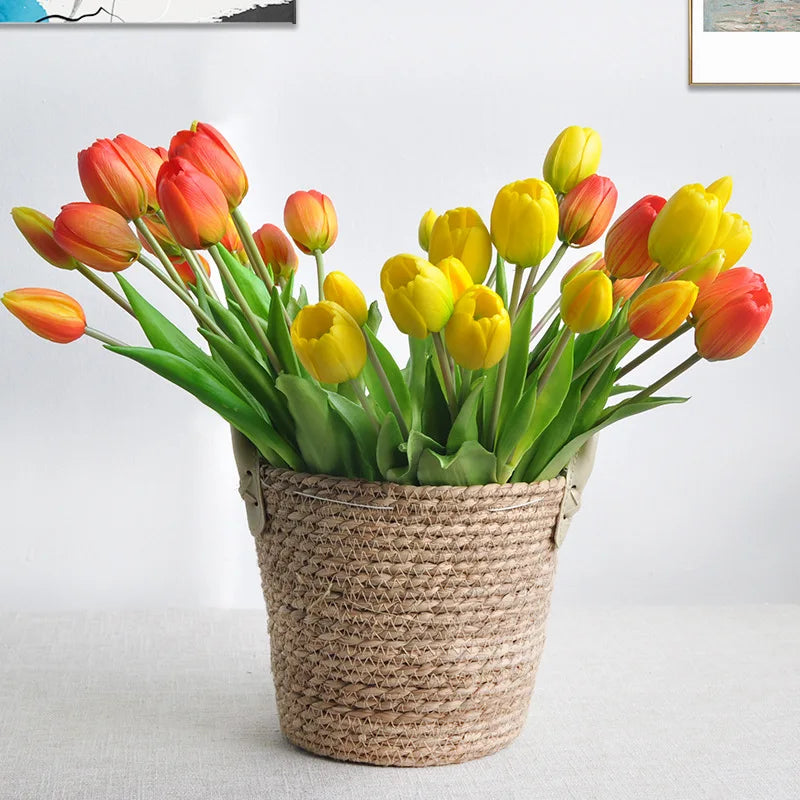 5PCS Real Touch Silicone Tulip Artificial Flower Bouquet Bulk – Latex Faux Tulips