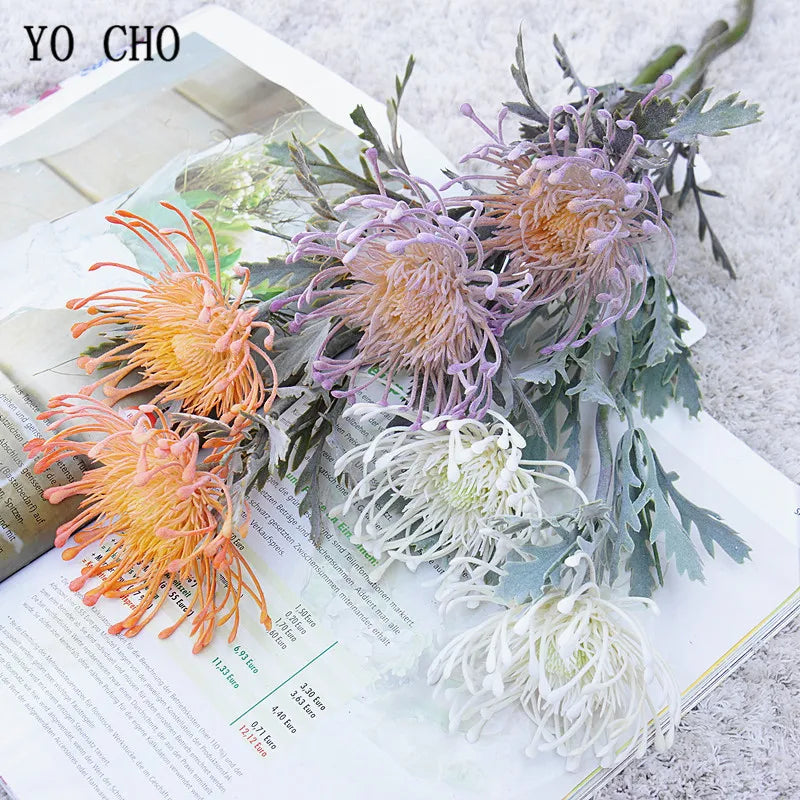 Artificial Leucospermum Stem 38cm Bulk – Silk Pin Cushion Protea Wedding Decor