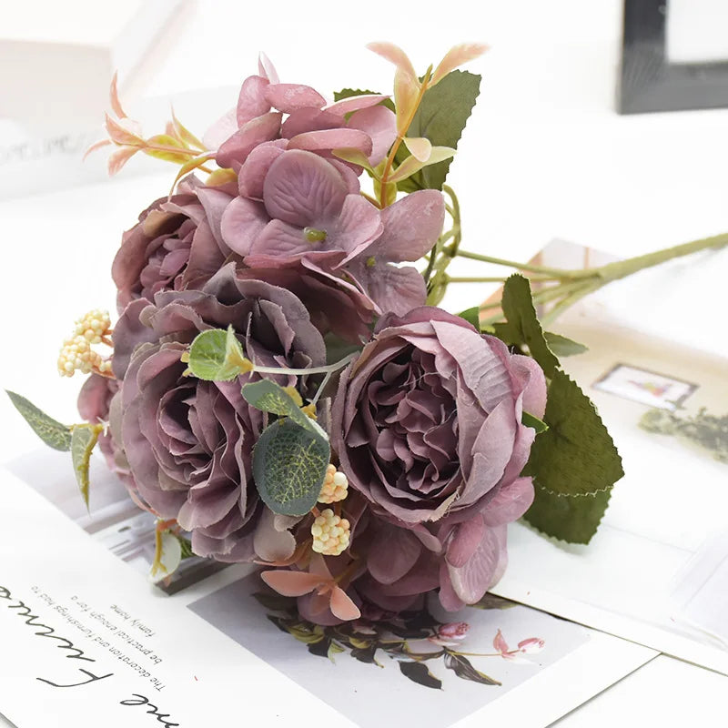 Artificial Rose & Peony Bouquet – Silk Fake Flowers