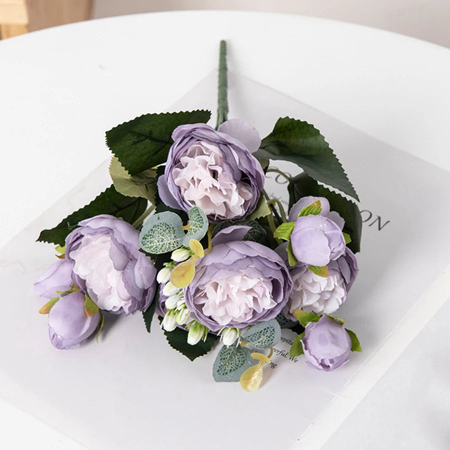 Artificial Peony Bouquet  – Bulk Silk Faux Peony Flowers
