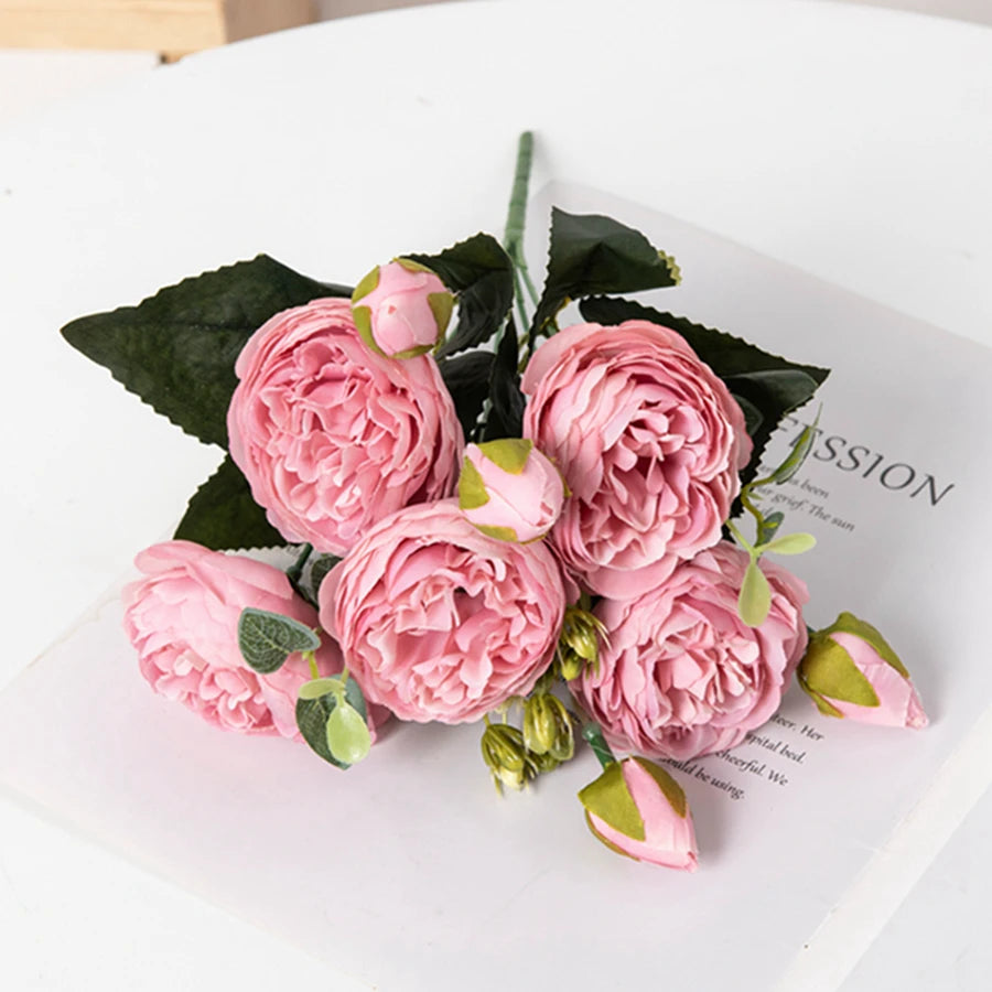 Artificial Peony Bouquet  – Bulk Silk Faux Peony Flowers