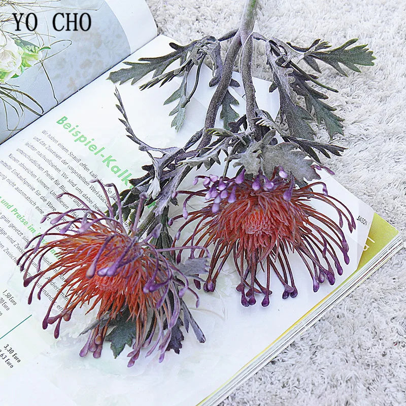 Artificial Leucospermum Stem 38cm Bulk – Silk Pin Cushion Protea Wedding Decor