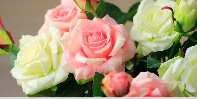 Pink Silk Rose Wedding Bouquet Bulk – Real Touch Artificial Roses