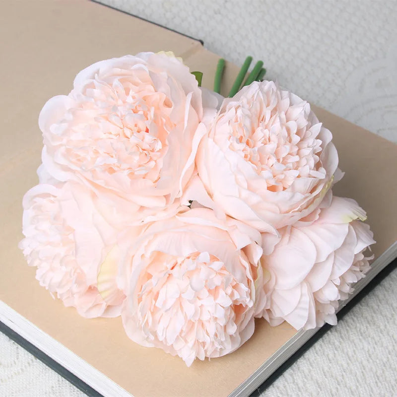 Bulk Artificial Peony Bouquet – 5-Head Rose Silk Artificial Flower