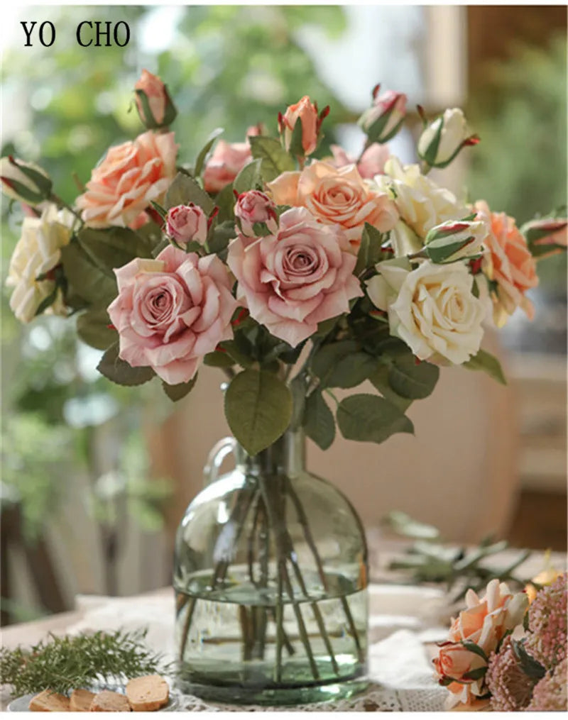 Pink Silk Rose Wedding Bouquet Bulk – Real Touch Artificial Roses