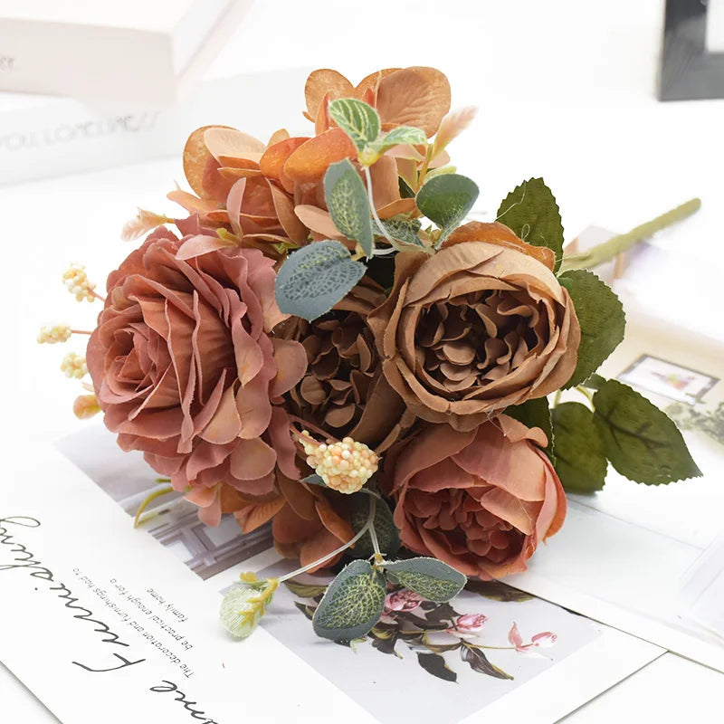 Artificial Rose & Peony Bouquet – Silk Fake Flowers
