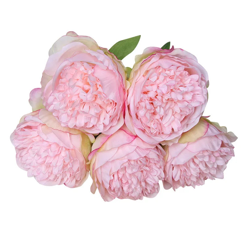Bulk Artificial Peony Bouquet – 5-Head Rose Silk Artificial Flower