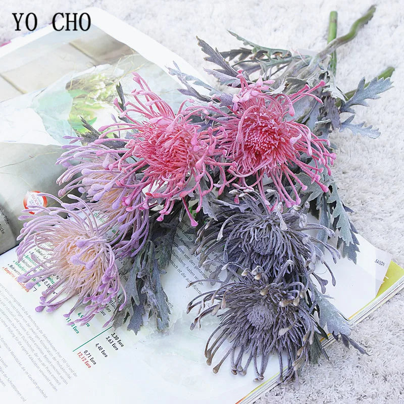 Artificial Leucospermum Stem 38cm Bulk – Silk Pin Cushion Protea Wedding Decor
