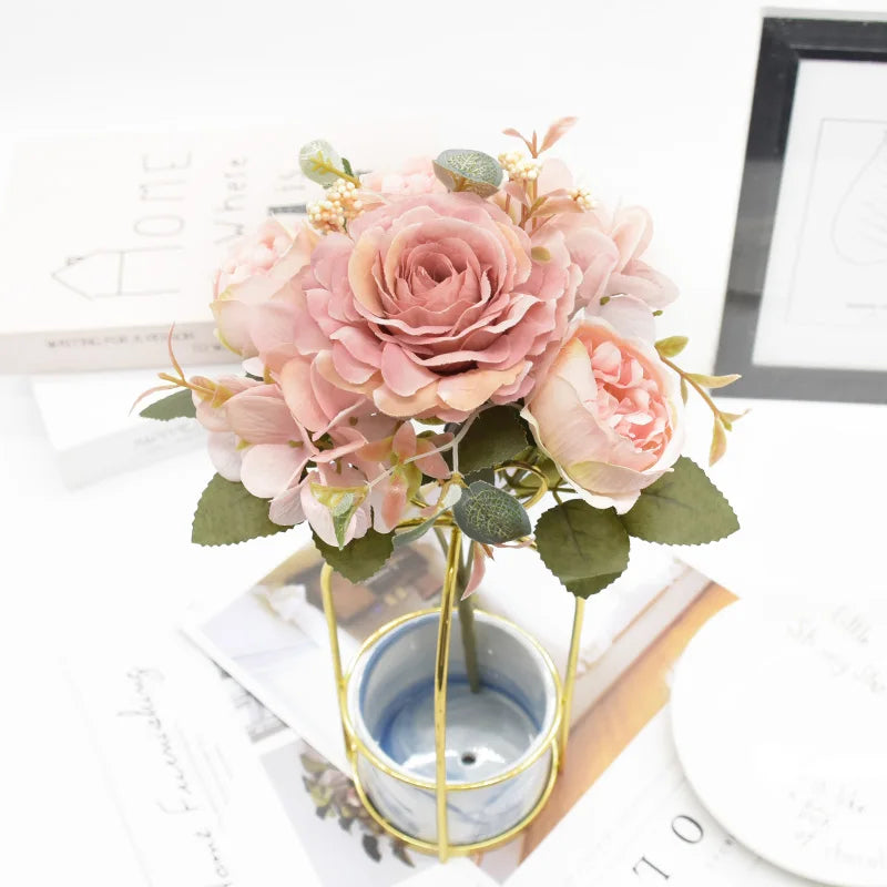 Artificial Rose & Peony Bouquet – Silk Fake Flowers