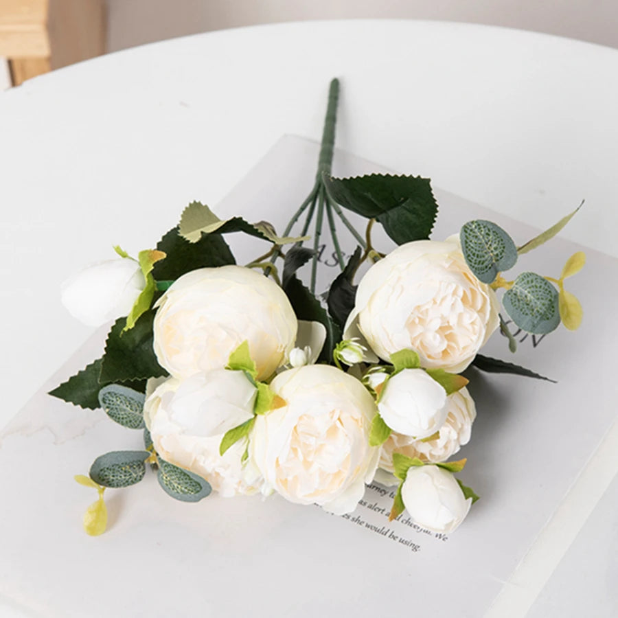 Artificial Peony Bouquet  – Bulk Silk Faux Peony Flowers