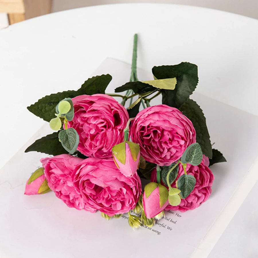 Artificial Peony Bouquet  – Bulk Silk Faux Peony Flowers