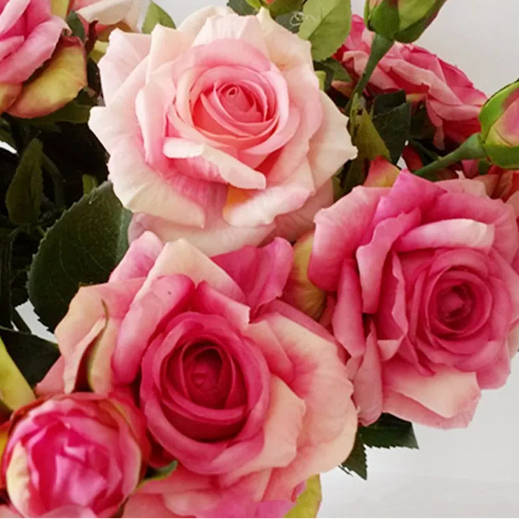 Pink Silk Rose Wedding Bouquet Bulk – Real Touch Artificial Roses