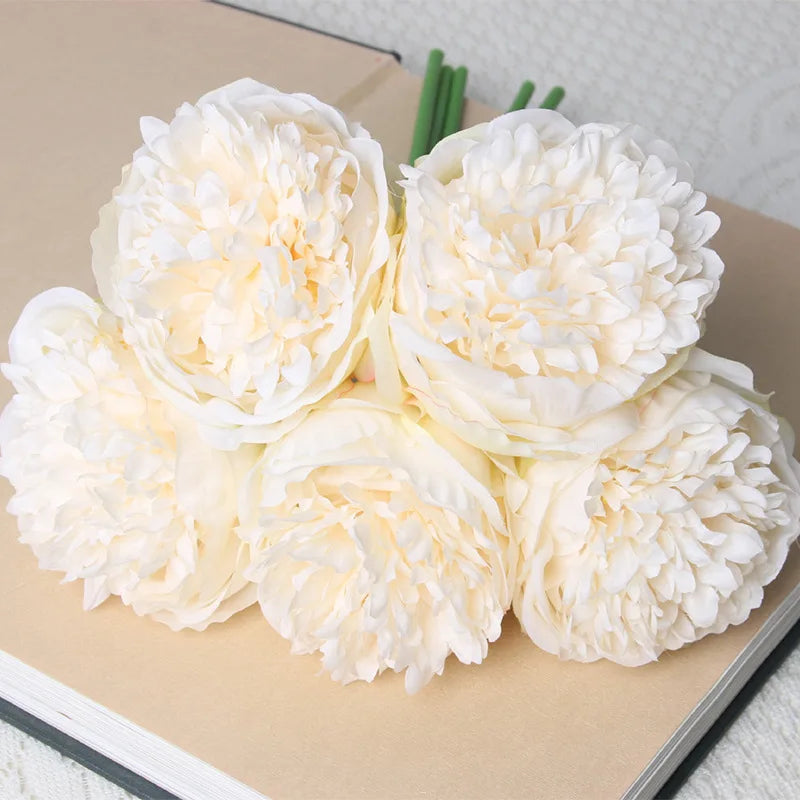 Bulk Artificial Peony Bouquet – 5-Head Rose Silk Artificial Flower