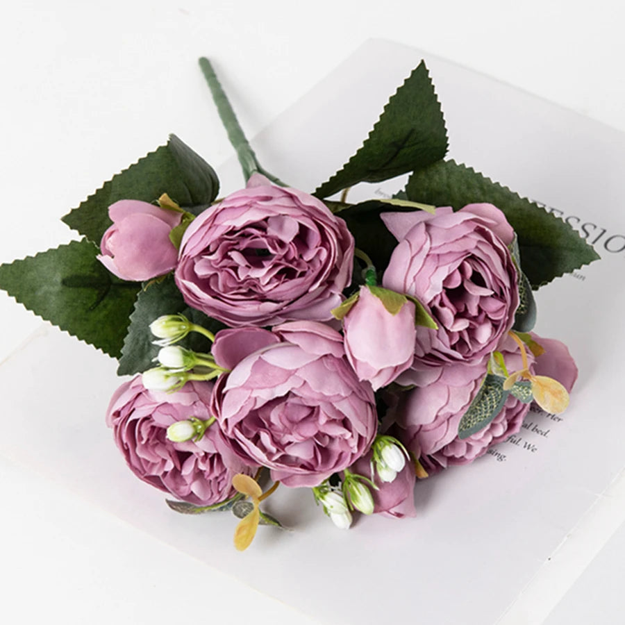 Artificial Peony Bouquet  – Bulk Silk Faux Peony Flowers