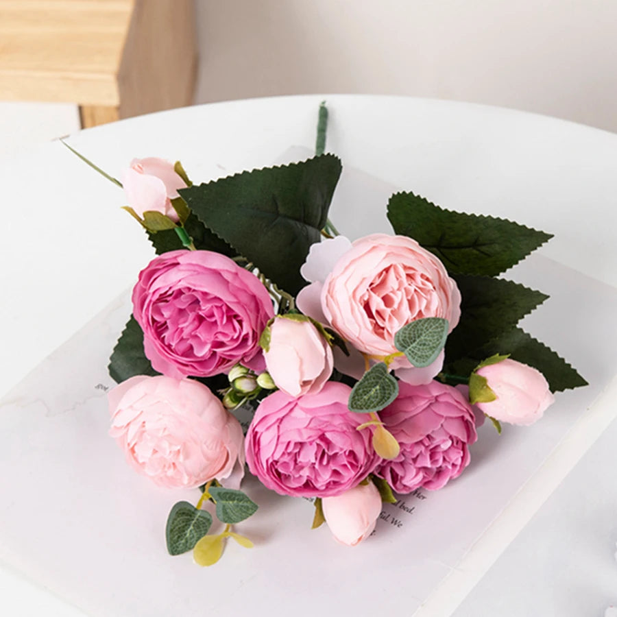 Artificial Peony Bouquet  – Bulk Silk Faux Peony Flowers