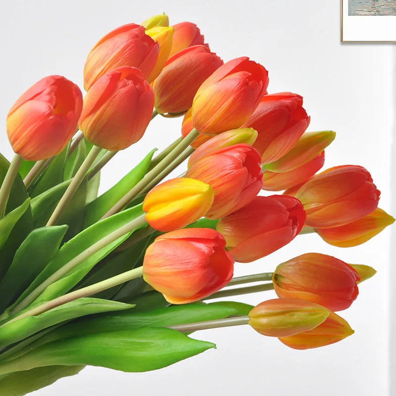 5PCS Real Touch Silicone Tulip Artificial Flower Bouquet Bulk – Latex Faux Tulips