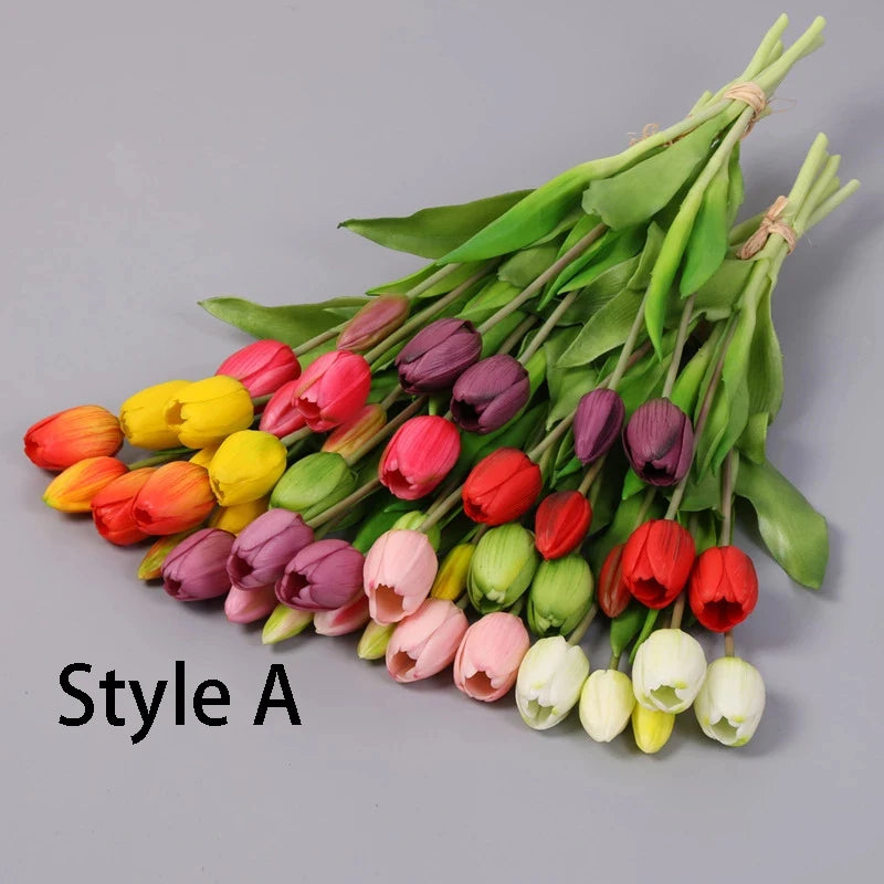 5PCS Real Touch Silicone Tulip Artificial Flower Bouquet Bulk – Latex Faux Tulips