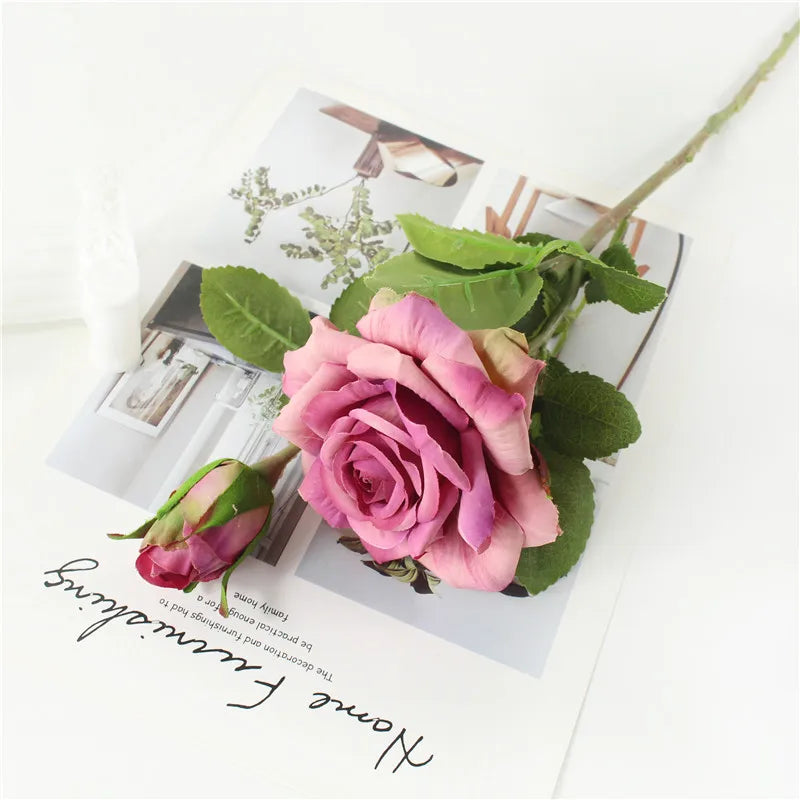 Pink Silk Rose Wedding Bouquet Bulk – Real Touch Artificial Roses