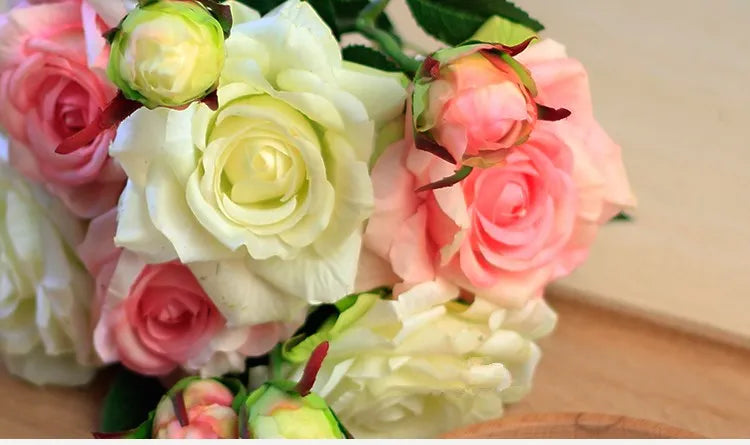 Pink Silk Rose Wedding Bouquet Bulk – Real Touch Artificial Roses