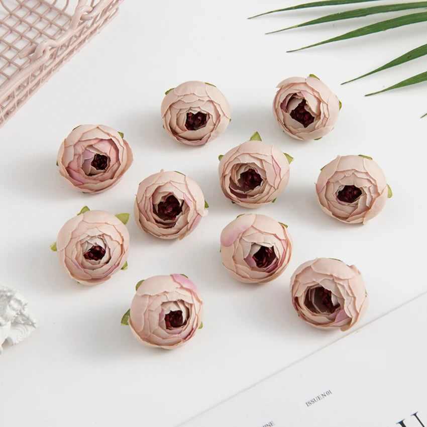 Artificial Silk Tea Rose Buds Bulk (10/100PCS) – Mini Faux Flowers for DIY Crafts