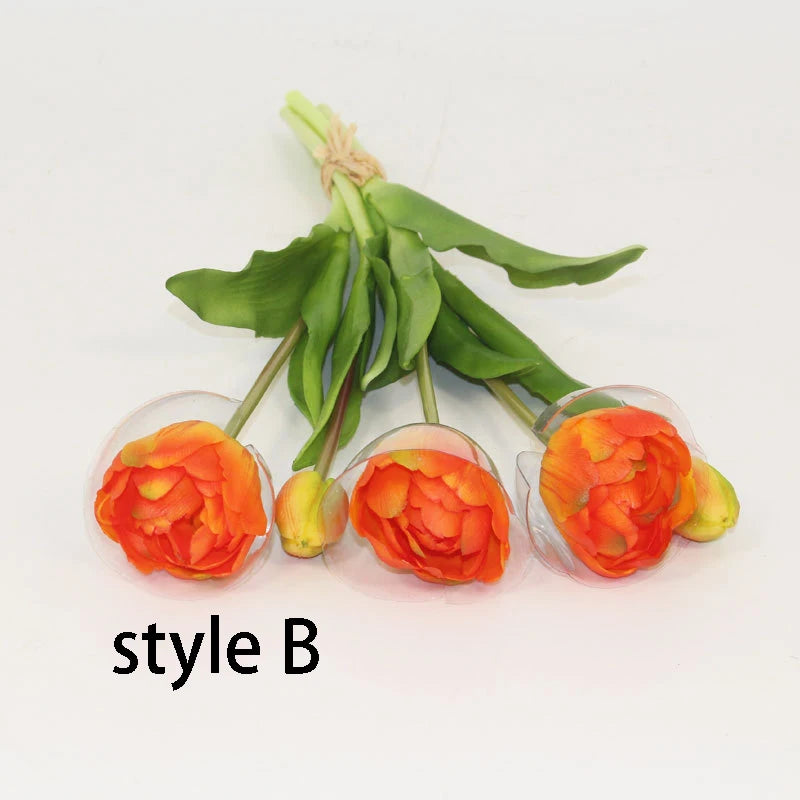 5PCS Real Touch Silicone Tulip Artificial Flower Bouquet Bulk – Latex Faux Tulips