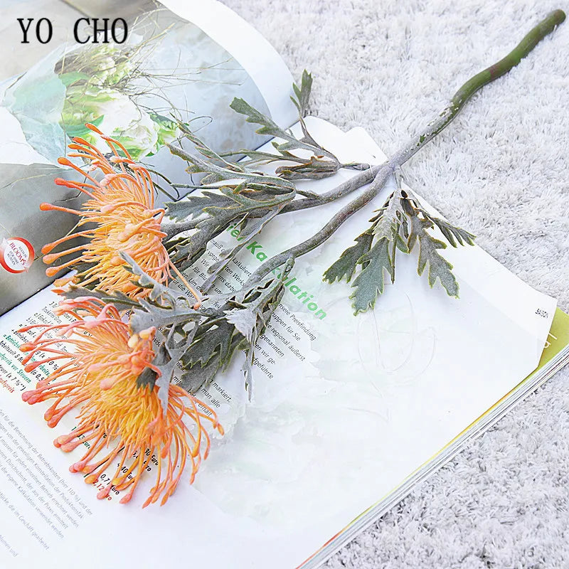 Artificial Leucospermum Stem 38cm Bulk – Silk Pin Cushion Protea Wedding Decor