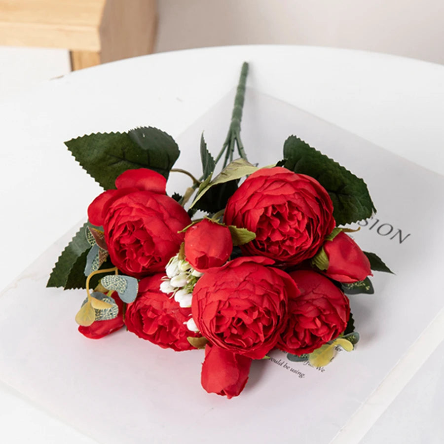 Artificial Peony Bouquet  – Bulk Silk Faux Peony Flowers