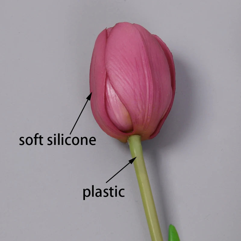5PCS Real Touch Silicone Tulip Artificial Flower Bouquet Bulk – Latex Faux Tulips