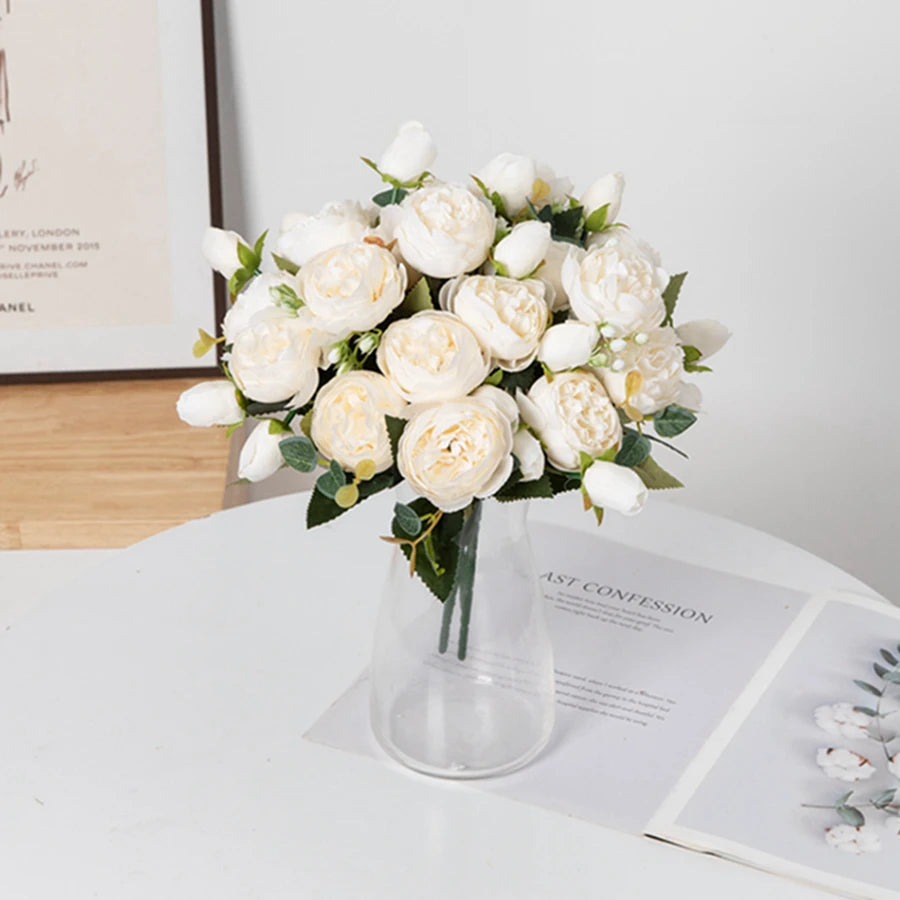 Artificial Peony Bouquet  – Bulk Silk Faux Peony Flowers