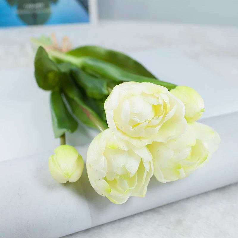 5PCS Real Touch Silicone Tulip Artificial Flower Bouquet Bulk – Latex Faux Tulips