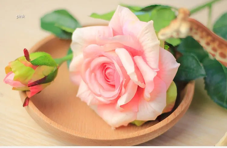 Pink Silk Rose Wedding Bouquet Bulk – Real Touch Artificial Roses