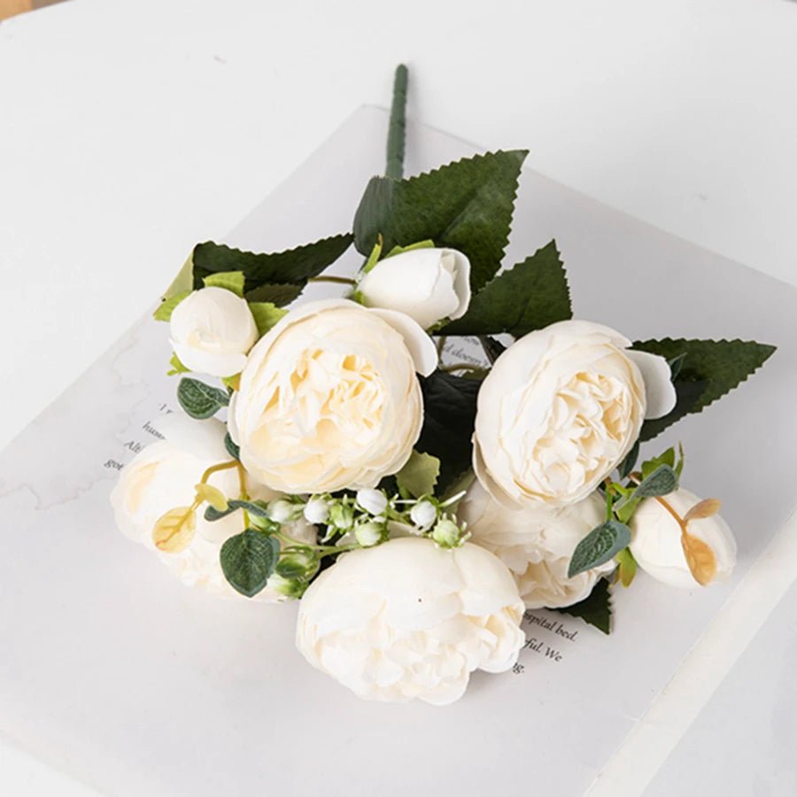 Artificial Peony Bouquet  – Bulk Silk Faux Peony Flowers