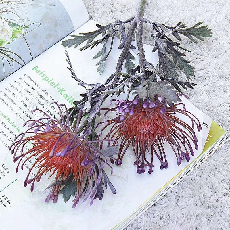 Artificial Leucospermum Stem 38cm Bulk – Silk Pin Cushion Protea Wedding Decor