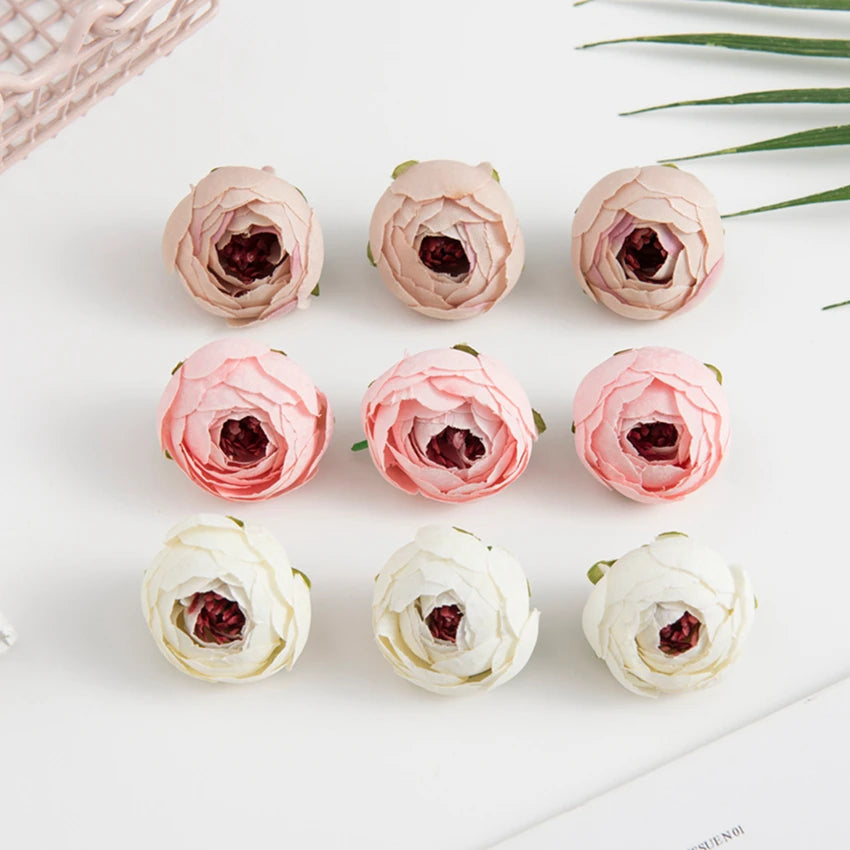 Artificial Silk Tea Rose Buds Bulk (10/100PCS) – Mini Faux Flowers for DIY Crafts