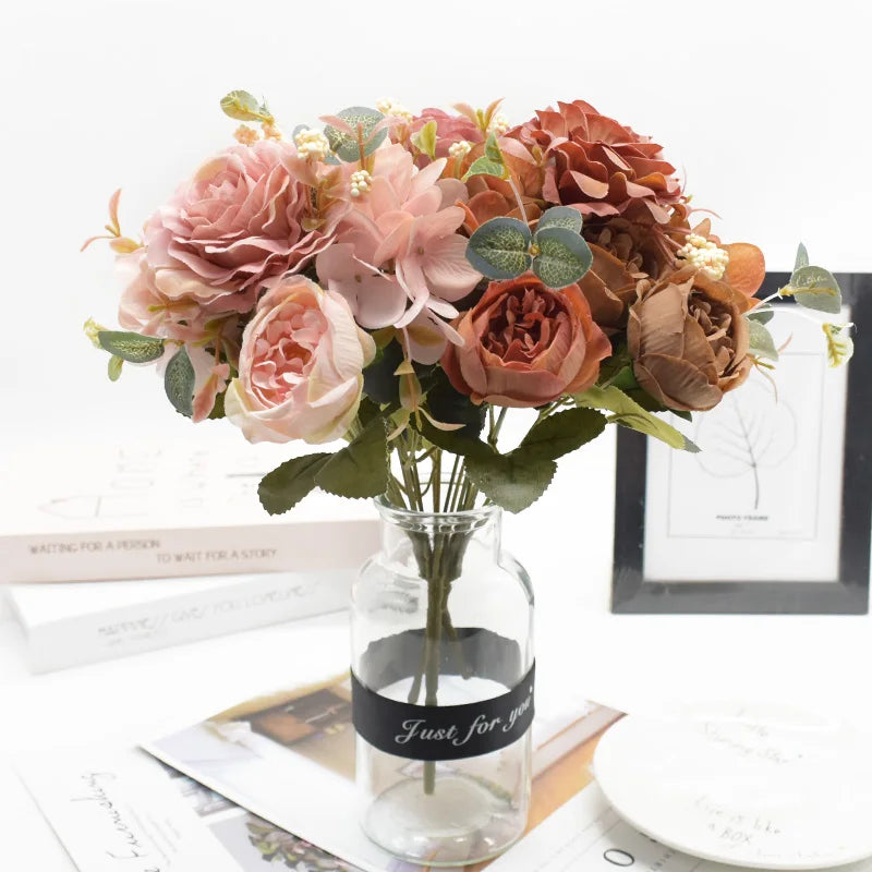Artificial Rose & Peony Bouquet – Silk Fake Flowers