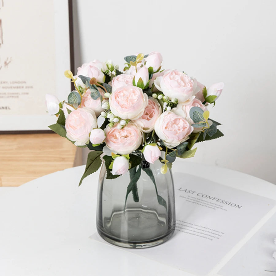 Artificial Peony Bouquet  – Bulk Silk Faux Peony Flowers