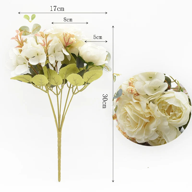 Artificial Rose & Peony Bouquet – Silk Fake Flowers