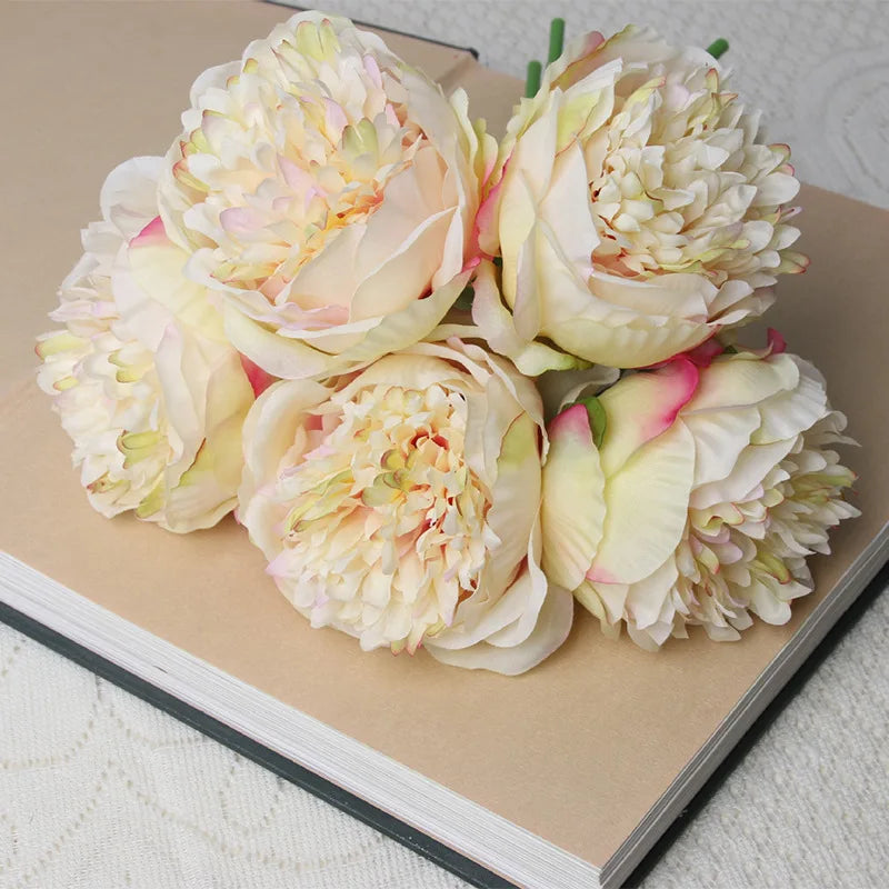 Bulk Artificial Peony Bouquet – 5-Head Rose Silk Artificial Flower