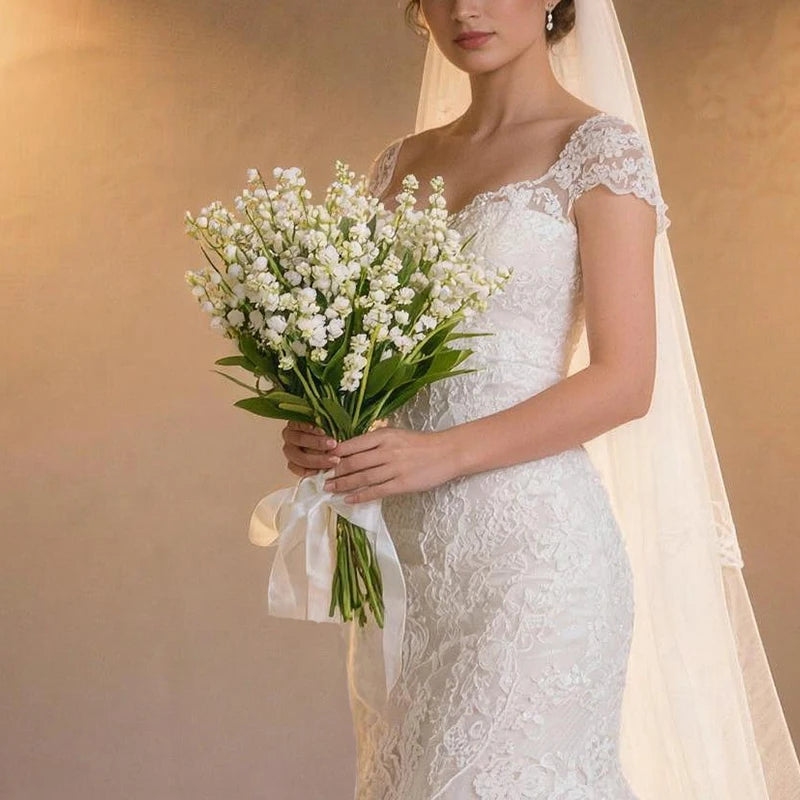 Artificial Lily of the Valley Bouquet Bulk – White Silk Bridal Artificial Bouquet