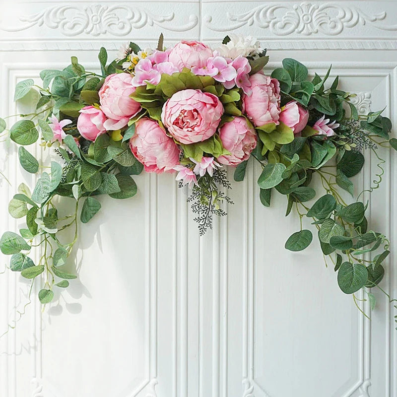 Artificial Champagne Peony & Rose Arch Wreath Bulk – Faux Floral Garland