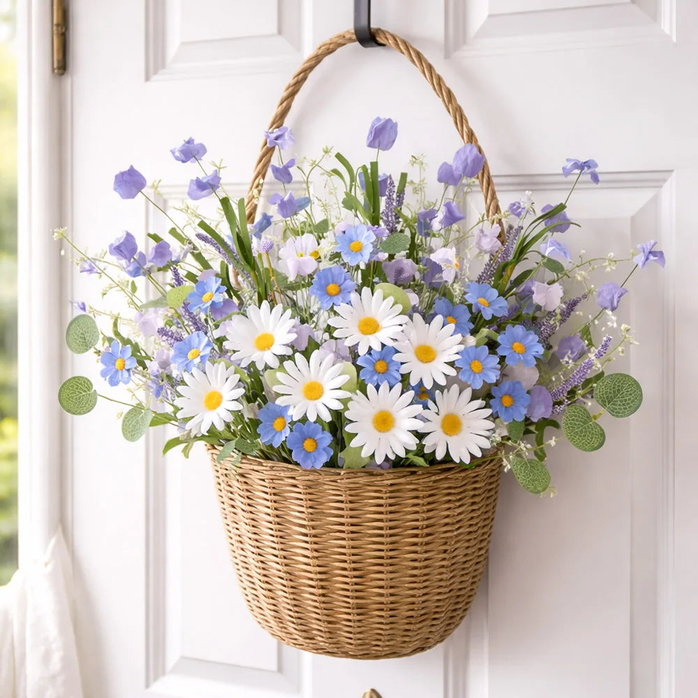 Artificial Spring Flower Picks – Silk Wildflower Bouquet with Daffodils, Daisies & Lavender