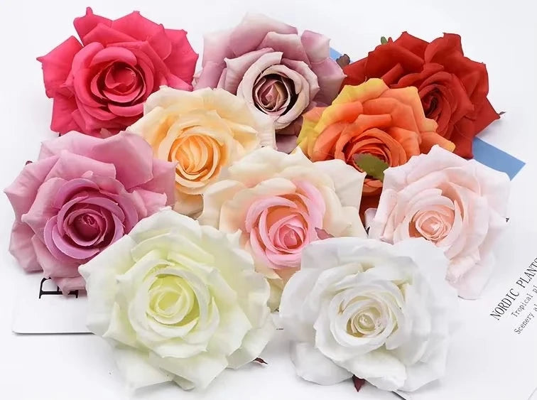 100PCS Artificial Silk Rose Heads Bulk – 10cm Faux Flowers