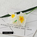 10PCS Artificial Daffodil Flowers – White & Yellow Narcissus Silk Faux Spring Flower Branches for Wedding Decor, Home Arrangement, Outdoor & Photography Props