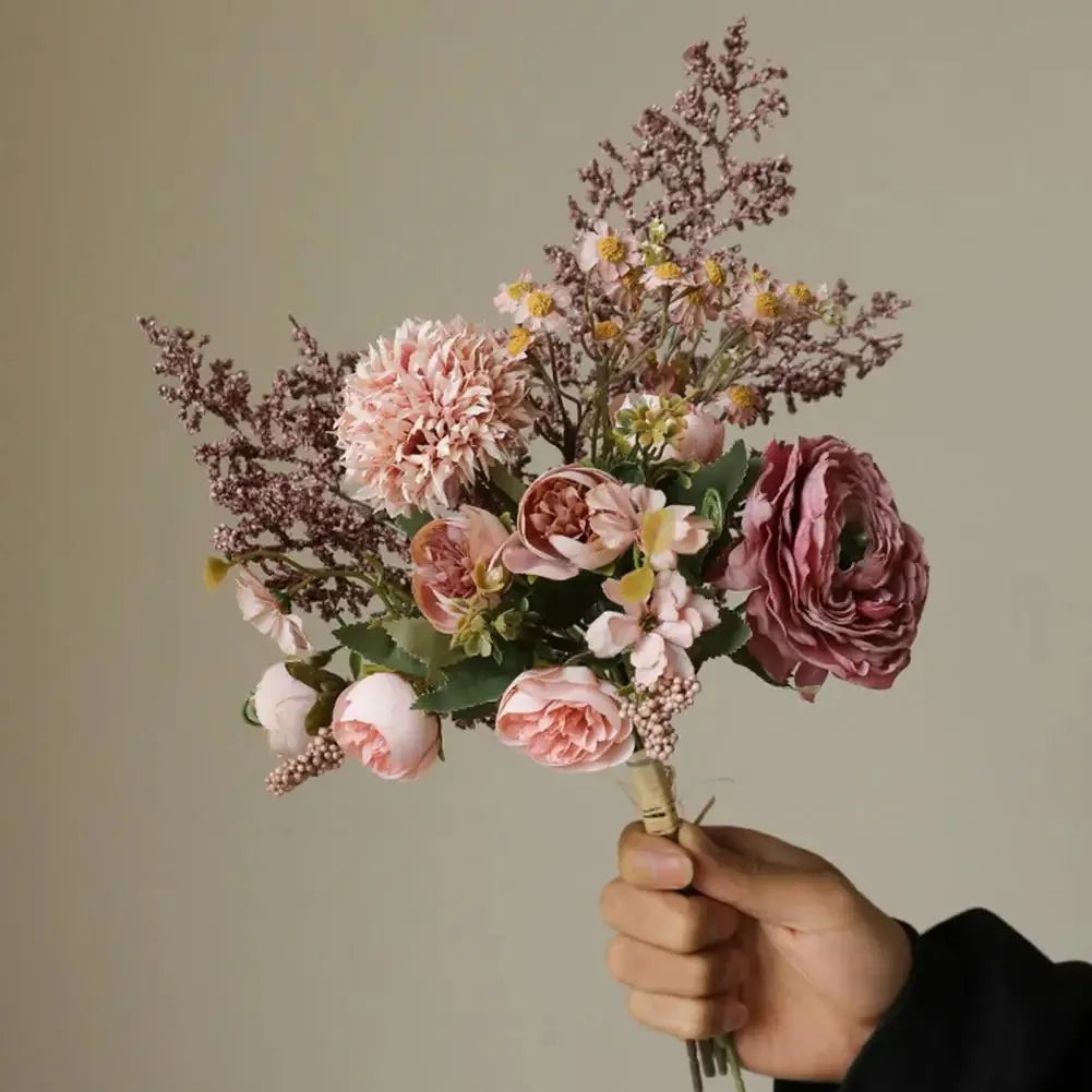 Autumn Artificial Rose Bouquet – Realistic Faux Wedding Flowers