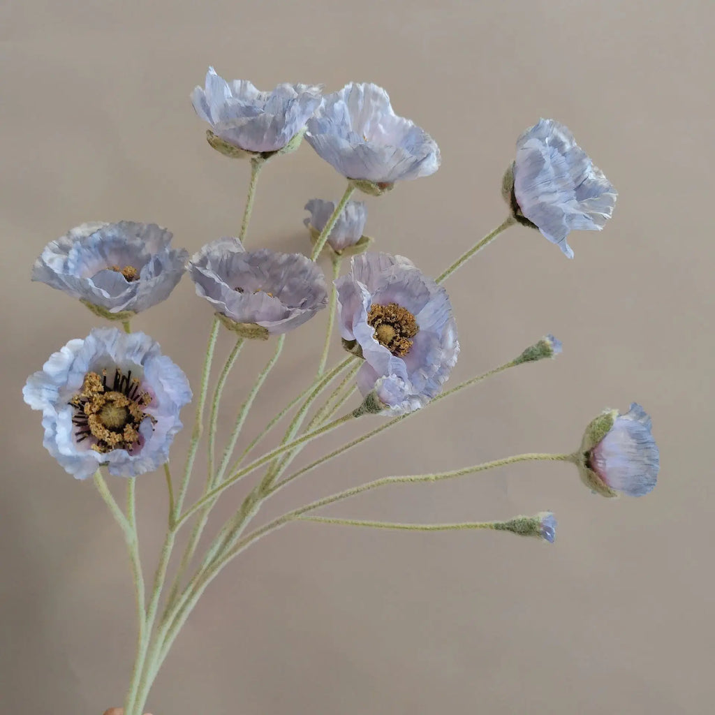 Artificial Poppy Stems – 65cm Long Faux Flowers for Wedding, DIY Decor